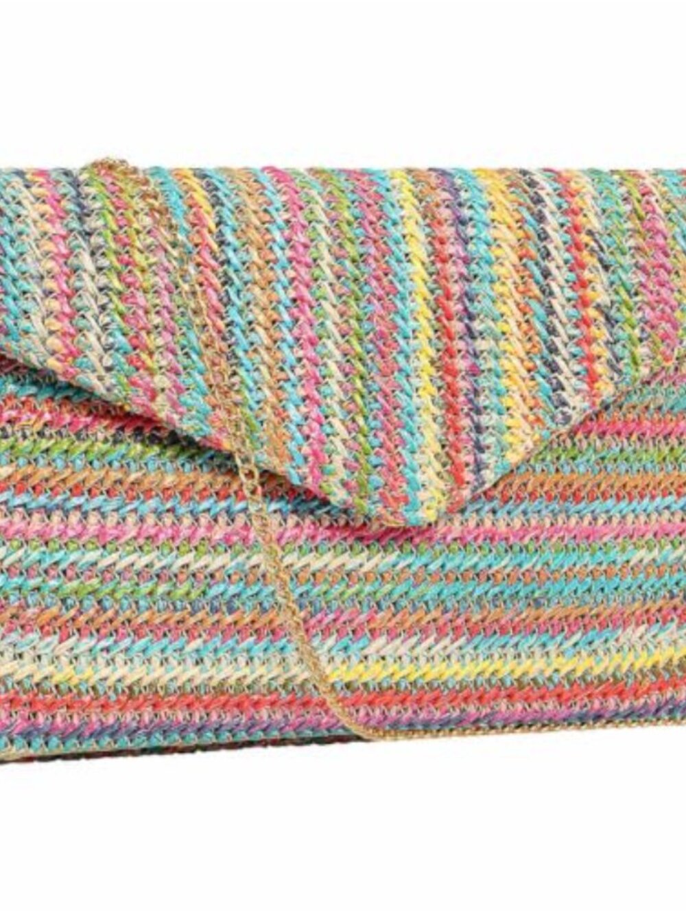 Woven Straw Clutch Purse Women Envelope Handbag Crossbody Chain Strap